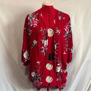 Ardene Red Floral Women's Cardigan MM193